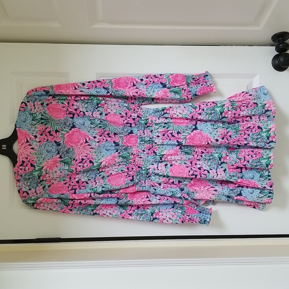 Lilly Pulitzer Cristiana Dress Oyster Bay Navy Always Be Blooming - Picture 10 of 16